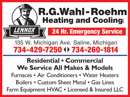 R.G. Wahl-Roehm Heating and Cooling LLC | 8423 Boettner Rd, Saline, MI 48176, USA | Phone: (734) 429-7250