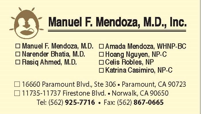 Manuel F. Mendoza M.D., INC | 11735 Firestone Blvd, Norwalk, CA 90650 | Phone: (562) 925-7716