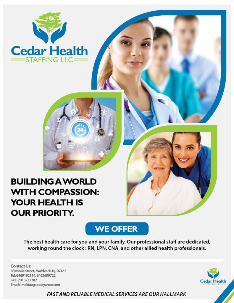 Cedar health staffing llc | 8 Yvonne St, Waldwick, NJ 07463, USA | Phone: (646) 919-2114