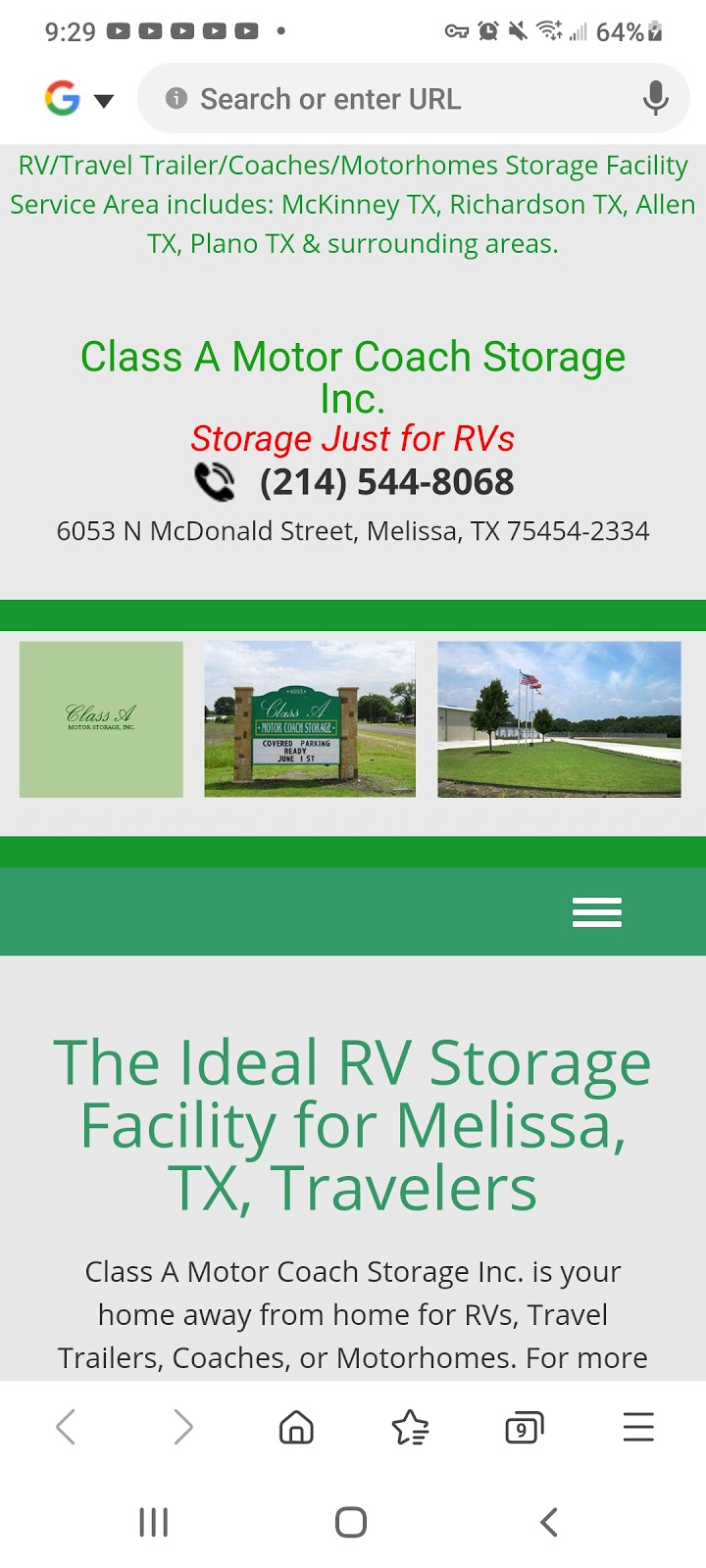 Class A motor coach storage | 6053 N McDonald St, Melissa, TX 75454, USA | Phone: (214) 544-8068