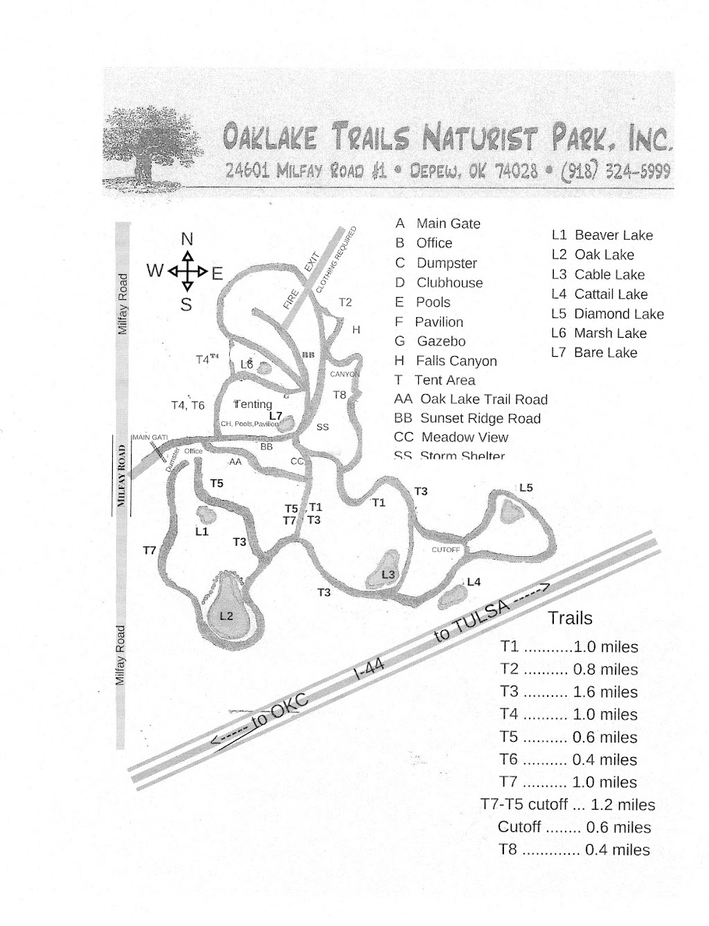 Oaklake Trails Naturist Resort | 24601 Milfay Rd, Depew, OK 74028, USA | Phone: (918) 324-5999