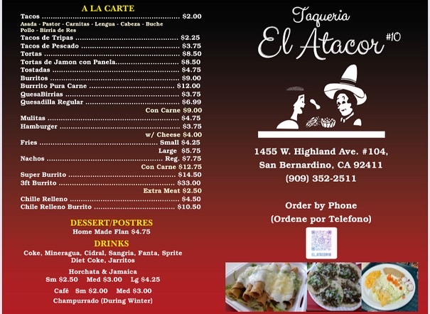 Taqueria El Atacor #10 | 1455 W Highland Ave #104, San Bernardino, CA 92411, USA | Phone: (909) 352-2511