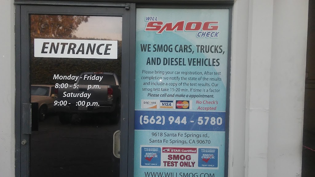 Will Smog | 9618 Santa Fe Springs Rd UNIT 5, Santa Fe Springs, CA 90670, USA | Phone: (562) 944-5780