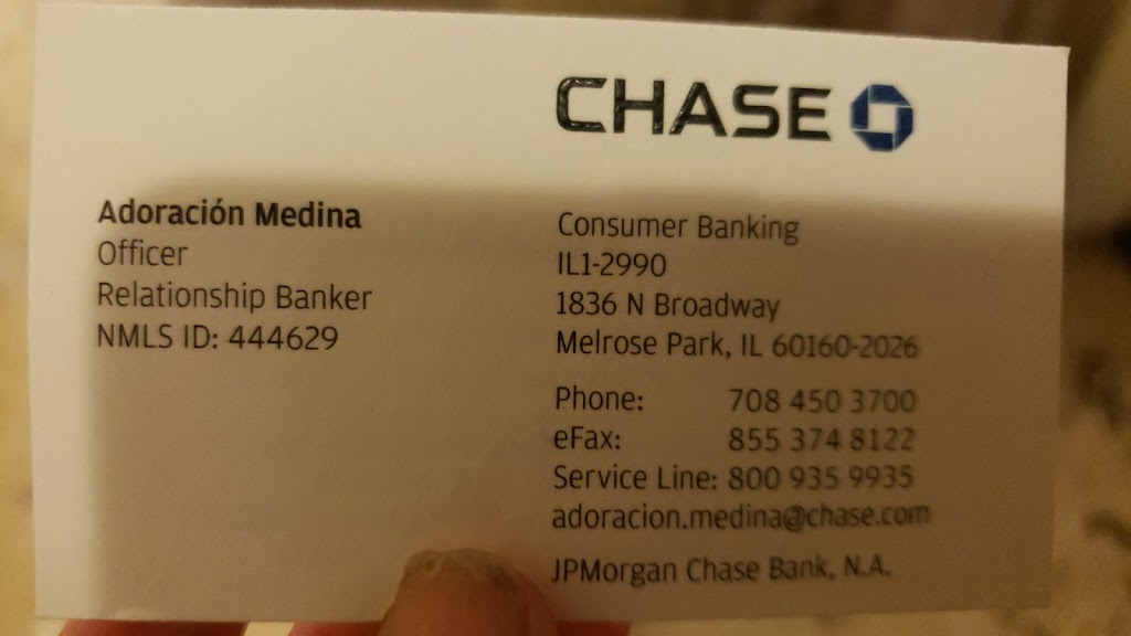 Chase Bank | 1836 Broadway Ave, Melrose Park, IL 60160, USA | Phone: (708) 450-3700