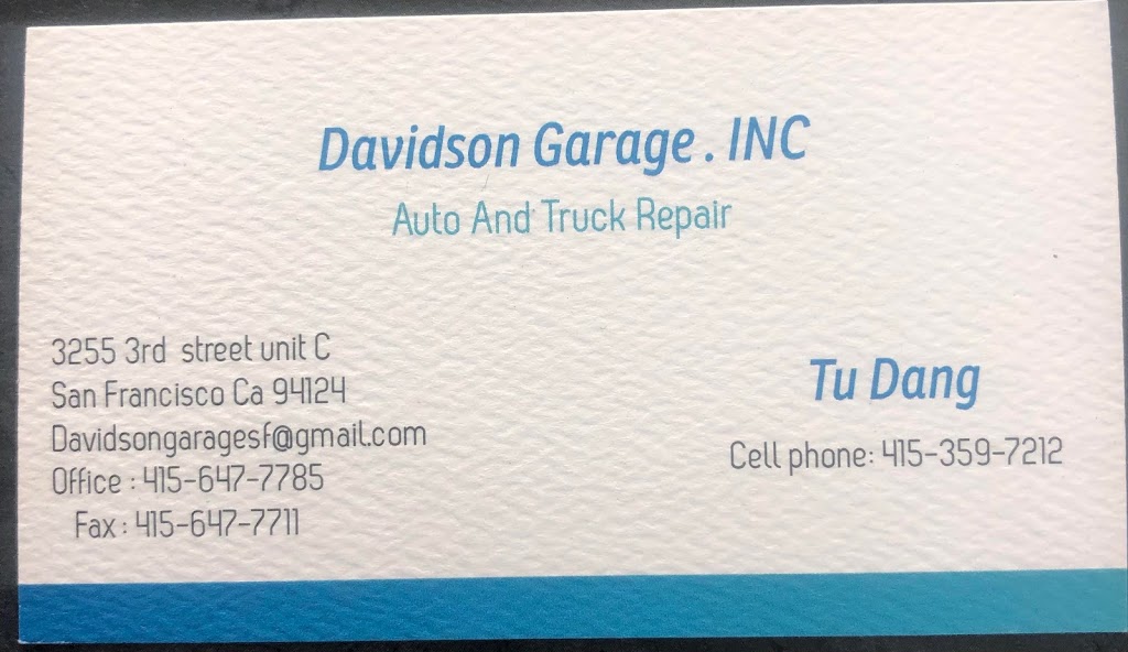 Davidson Garage | 3255 3rd St Unit C, San Francisco, CA 94124, USA | Phone: (415) 647-7785