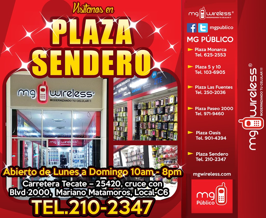 MG Wireless - Plaza Sendero Tijuana | Carretera Tecate 25420, Cruce con Blvd. 2000 Local C6, Interior Plaza Sendero Mariano Matamoros, 22245 Tijuana, B.C., Mexico | Phone: 664 210 2347