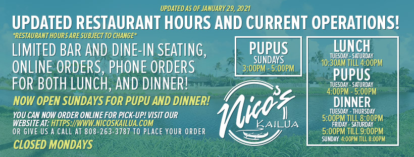 Nicos Kailua | 970 N Kalaheo Ave, Kailua, HI 96734, USA | Phone: (808) 263-3787