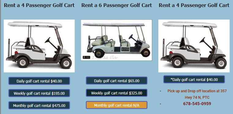 Bulldog Golf Cars Rentals Huddleston Rd | 142 Huddleston Rd, Peachtree City, GA 30269, USA | Phone: (770) 487-8750