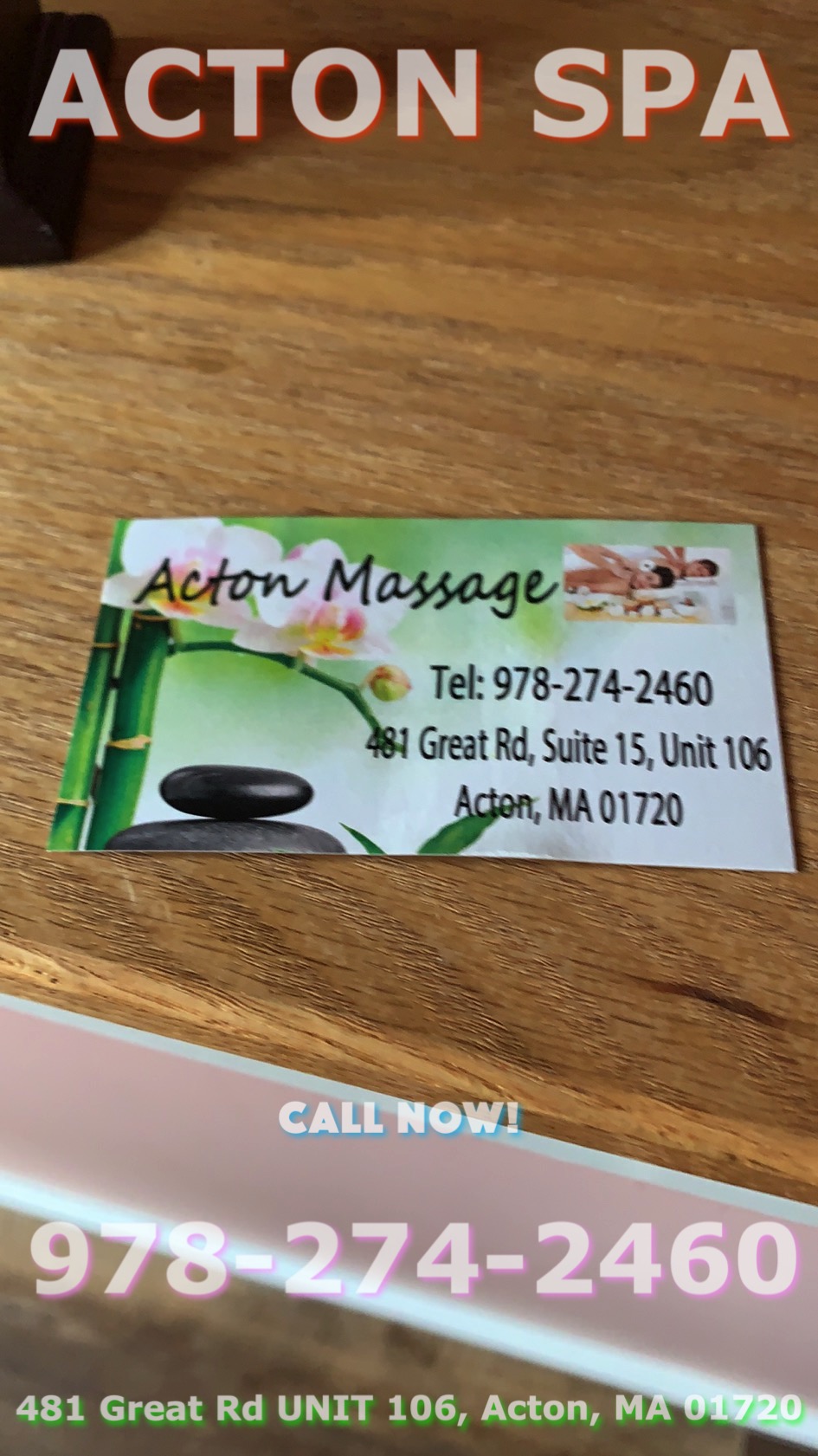 Acton Spa | 481 Great Rd UNIT 106, Acton, MA 01720, United States | Phone: (978) 274-2460