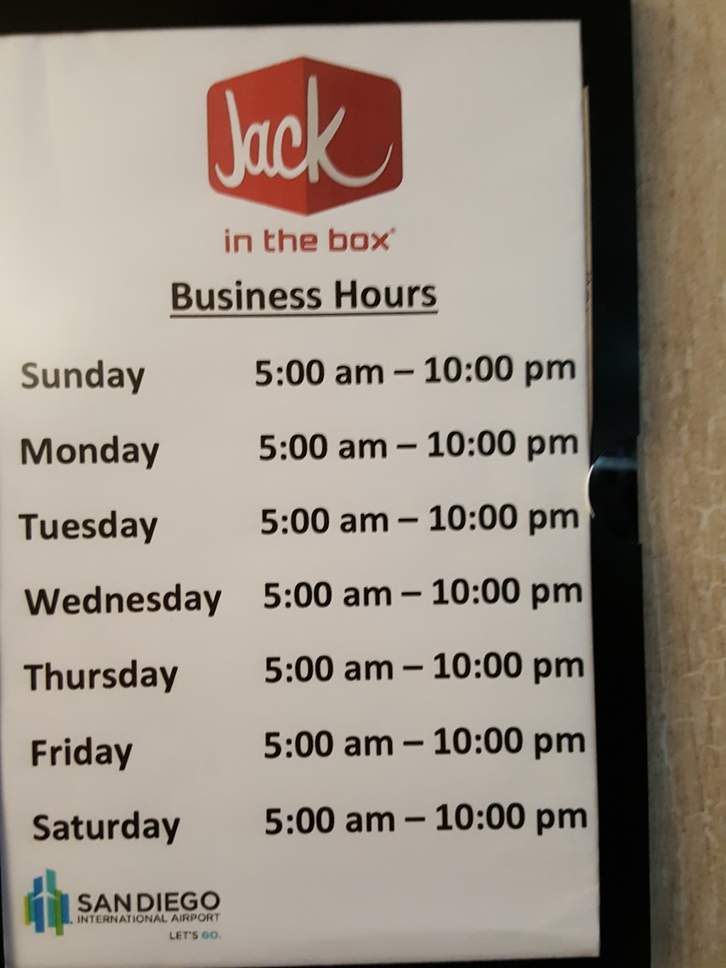 Jack in the Box | Terminal 1 West Space 1024, San Diego, CA 92101 | Phone: (619) 297-0095