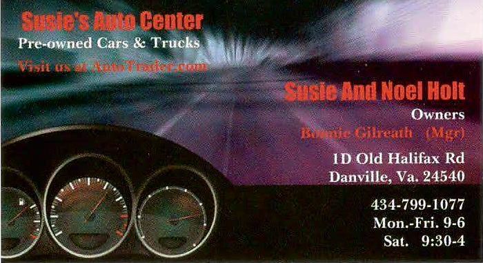 Susies Auto Center | 1 Old Halifax Rd D, Danville, VA 24540, USA | Phone: (434) 799-1077