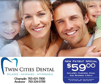 Twin Cities Dental | 13650 Hanson Blvd NW #110, Andover, MN 55304, USA | Phone: (763) 324-0789