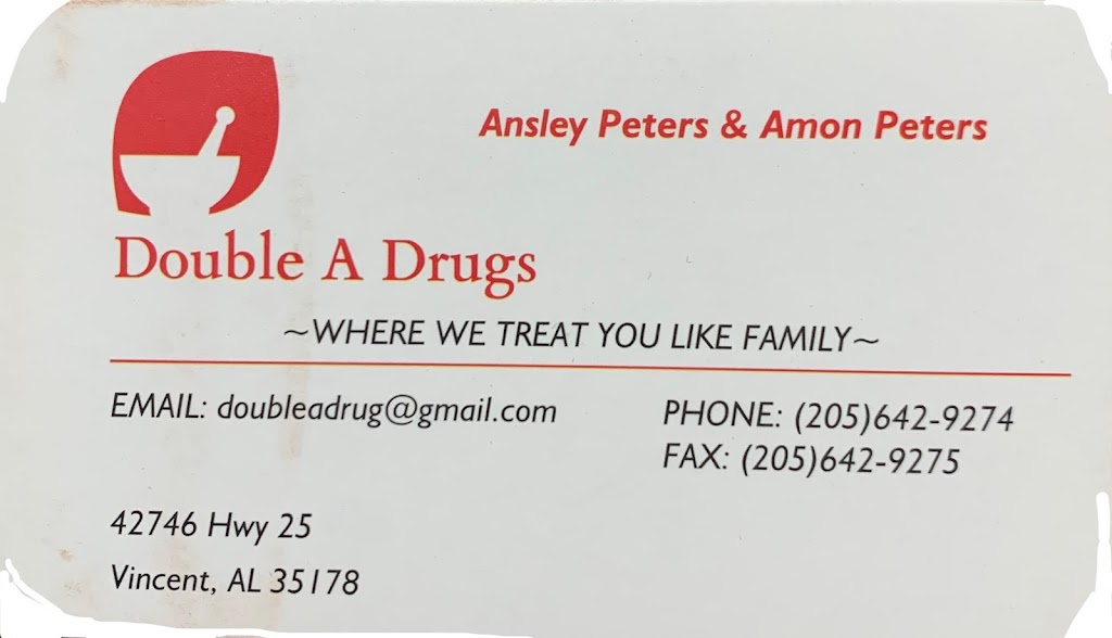 Double A Drugs LLC | 42747 AL-25, Vincent, AL 35178, USA | Phone: (205) 642-9274