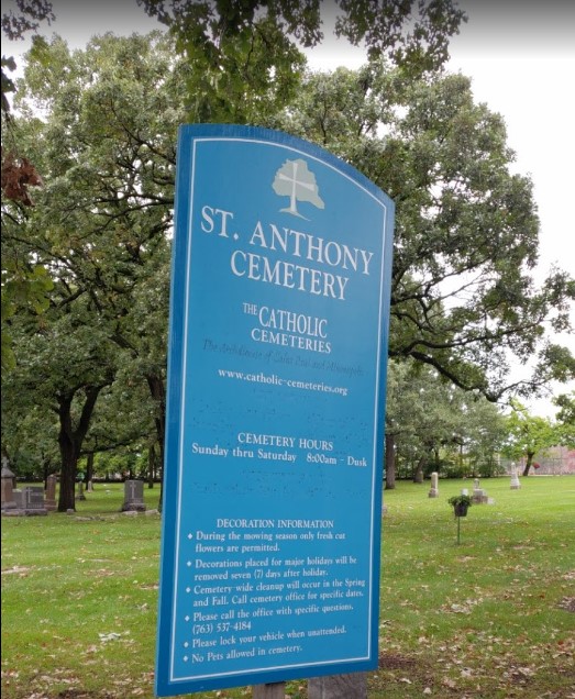 St. Anthonys Cemetery | 2730 NE Central Ave, Minneapolis, MN 55418 | Phone: (763) 537-4184