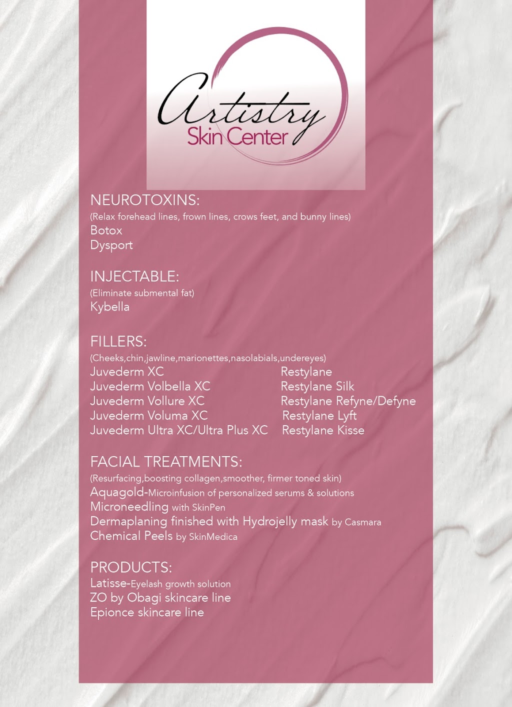 Artistry Skin Center | 1250 Sussex Turnpike Suite H, Mt Freedom, NJ 07970, USA | Phone: (973) 384-1023