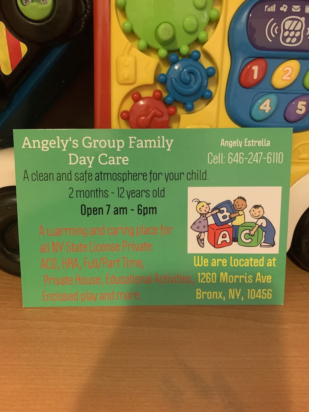 Angely estrella group family daycare | 1260 Morris Ave 2 floor, Bronx, NY 10456, USA | Phone: (646) 247-6110