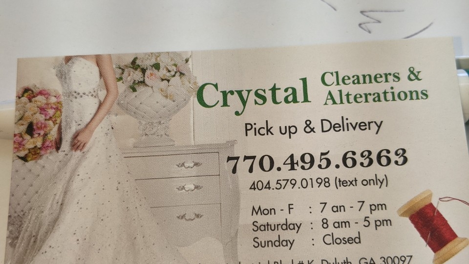 Crystal Cleaners | 2615 Peachtree Industrial Blvd # K, Duluth, GA 30097 | Phone: (770) 495-6363