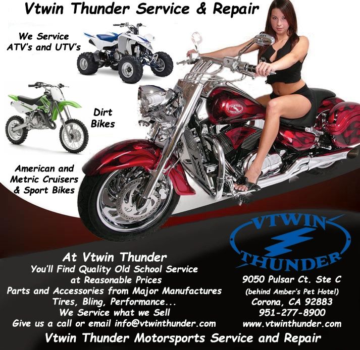 Vtwin Thunder Service and Repair | 9050 Pulsar Ct Ste C, Corona, CA 92883, USA | Phone: (951) 277-8900