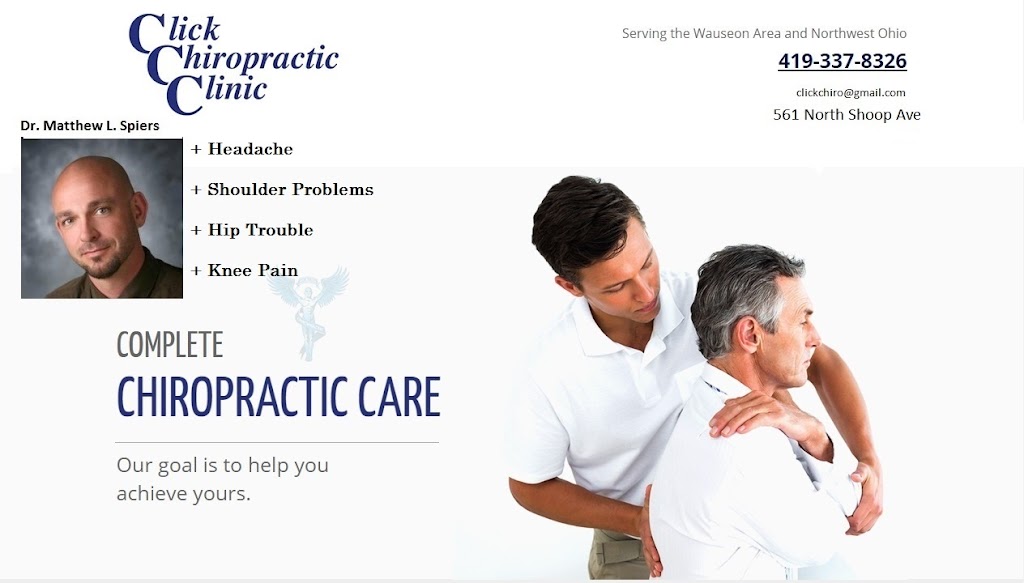 Click Chiropractic Center | 561 N Shoop Ave, Wauseon, OH 43567, USA | Phone: (419) 337-8326