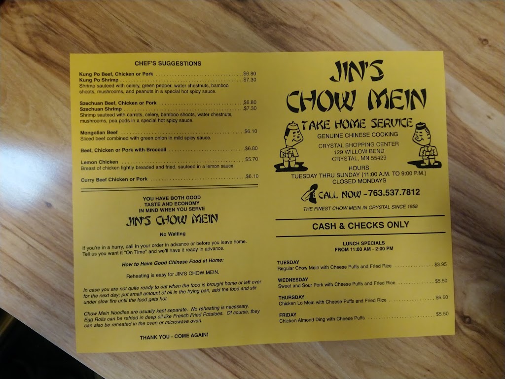 Jins Chow Mein | 129 Willow Bend, Crystal, MN 55428, USA | Phone: (763) 537-7812