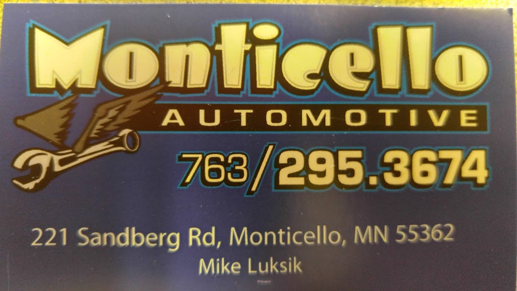 Monticello Automotive, Inc. | 221 Sandberg Rd, Monticello, MN 55362, USA | Phone: (763) 295-3674