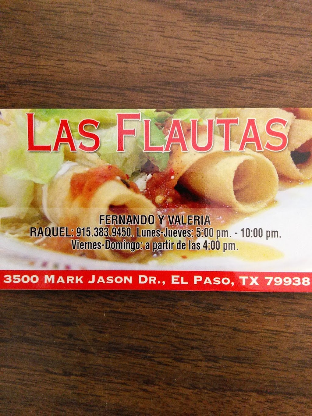 Las Flautas H & H | 3500 Mark Jason Dr, El Paso, TX 79938, USA | Phone: (915) 383-9450