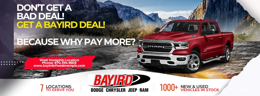 Bayird Dodge Chrysler Jeep RAM of West Memphis | 1901 S Service Rd, West Memphis, AR 72301, USA | Phone: (870) 394-9608