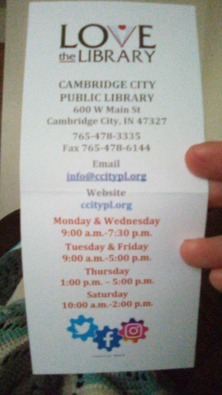 Cambridge City Public Library | 600 W Main St, Cambridge City, IN 47327, USA | Phone: (765) 478-3335