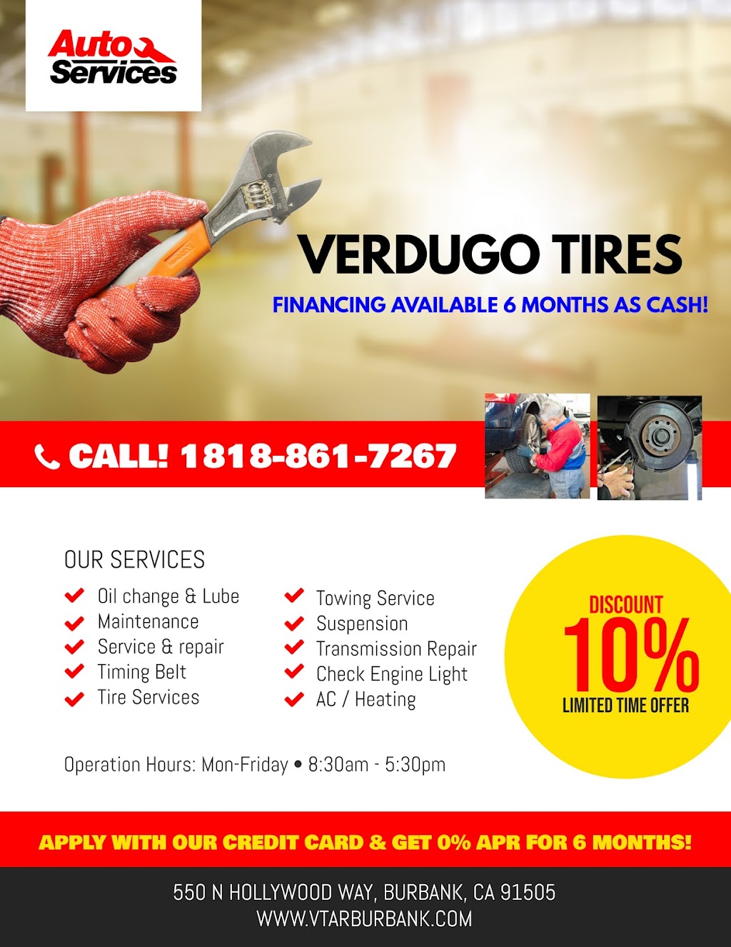 Verdugo Tires & Auto Repair Center | Located in SHELL STATION, 550 N Hollywood Way, Burbank, CA 91505, USA | Phone: (818) 861-7267