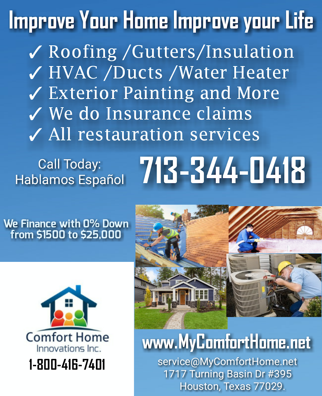 Comfort Home Innovations, LLC | 1717 Turning Basin Dr #395, Houston, TX 77029, USA | Phone: (713) 344-0418