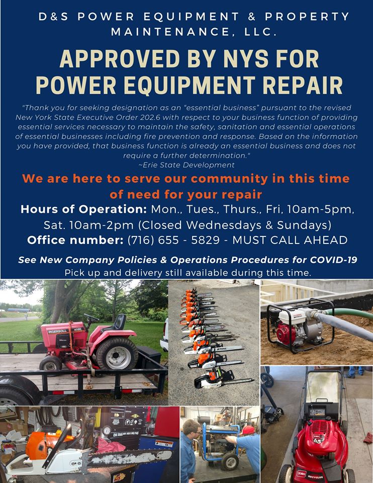 D & S Power Equipment and Property Maintenance LLC | 992 Olean Rd, East Aurora, NY 14052, USA | Phone: (716) 655-5829