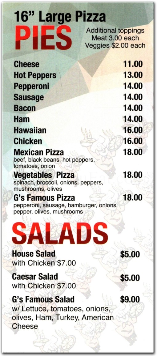 G’s Famous Pizza | 3722 103rd St, Flushing, NY 11368, USA | Phone: (718) 803-3835