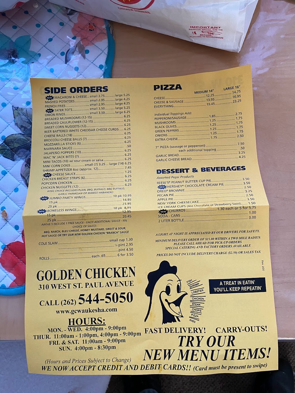 Golden Chicken | 310 W St Paul Ave # 8, Waukesha, WI 53188, USA | Phone: (262) 544-5050