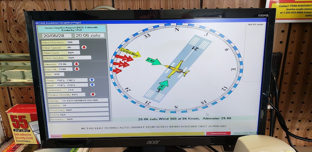 Gene Snyder Airport-K62 | 400 Gene Snyder Airport Dr, Falmouth, KY 41040, USA | Phone: (859) 654-1200