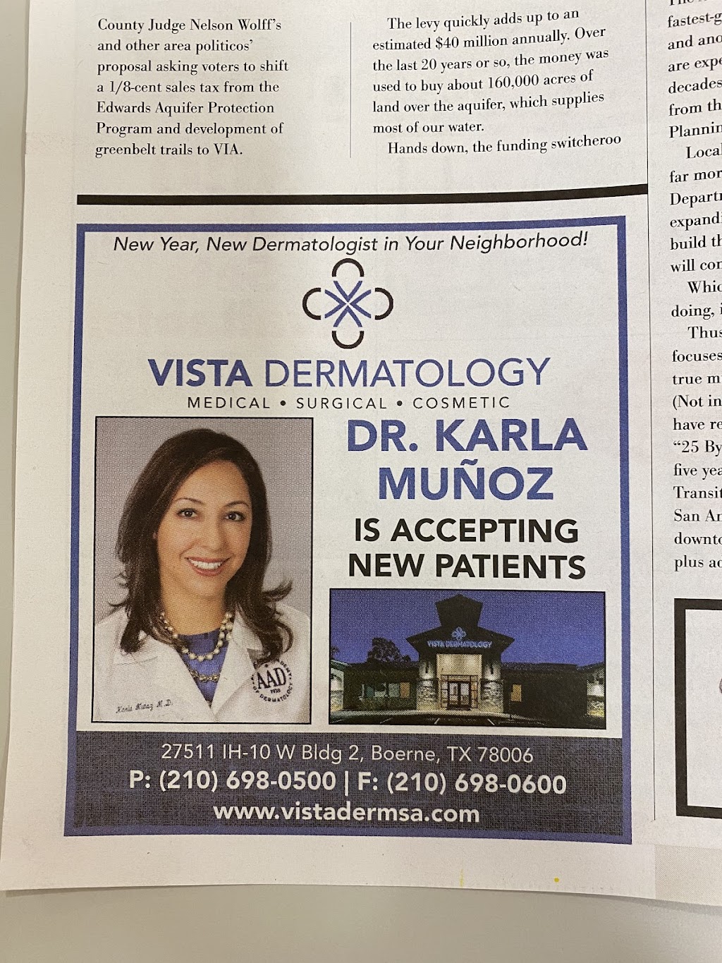 Vista Dermatology: Dr. Karla N. Munoz | 27511 IH-10 W Bldg, 2, Boerne, TX 78006, USA | Phone: (210) 698-0500