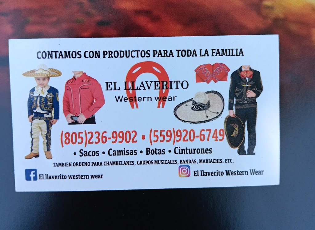 El Llaverito western wear | 9156 Rd 236, Terra Bella, CA 93270, USA | Phone: (805) 236-9902