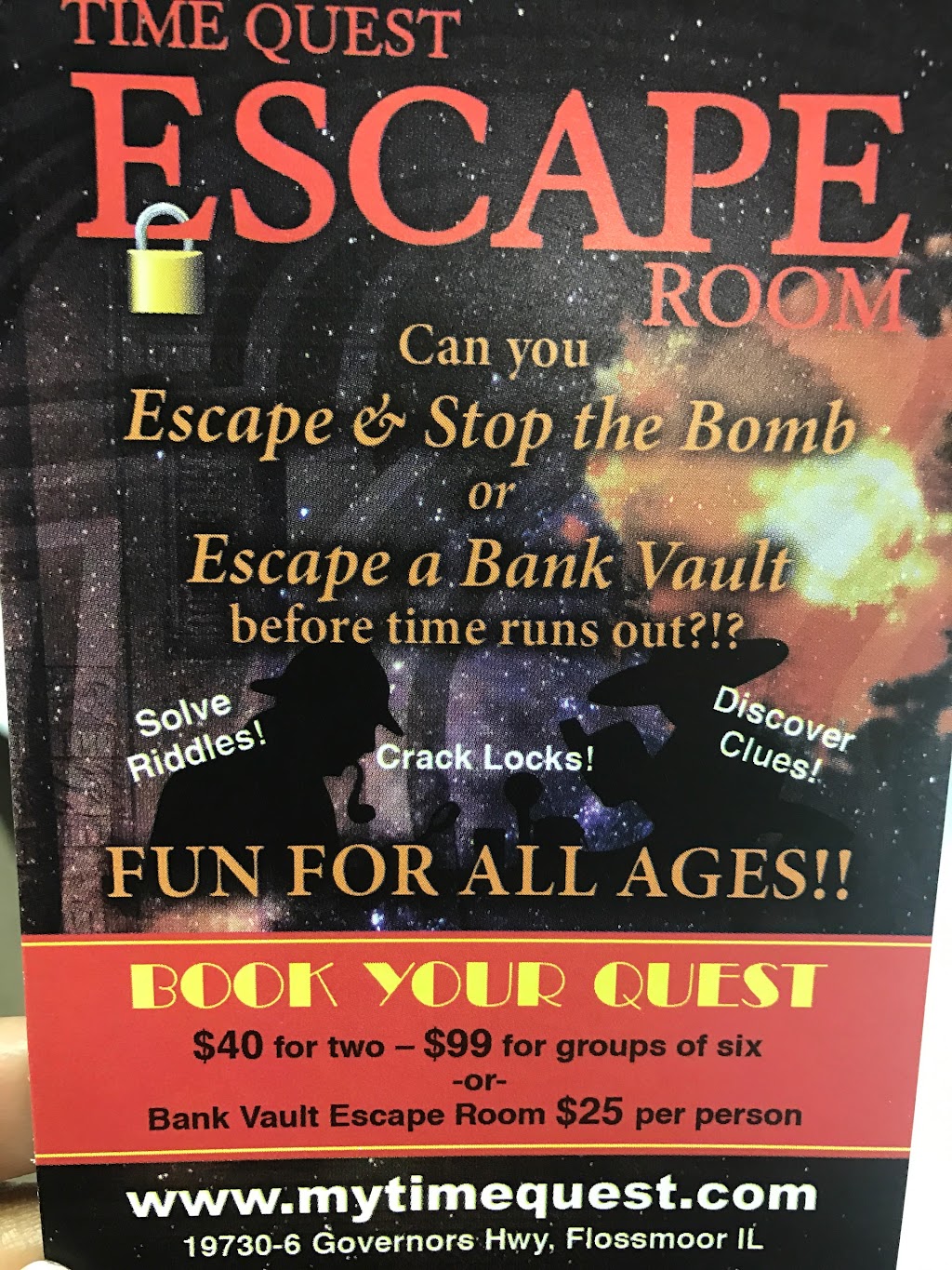 Time Quest Escape Room | 18661 Dixie Hwy, Homewood, IL 60430, USA | Phone: (708) 378-3237