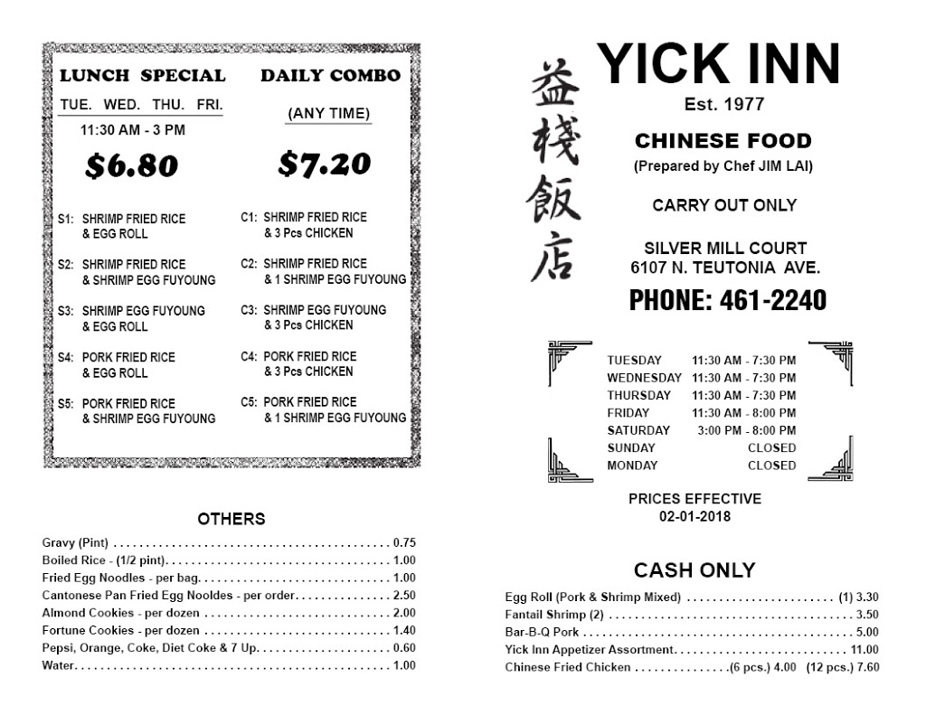 Yick Inn | 6107 N Teutonia Ave, Milwaukee, WI 53209, USA | Phone: (414) 461-2240