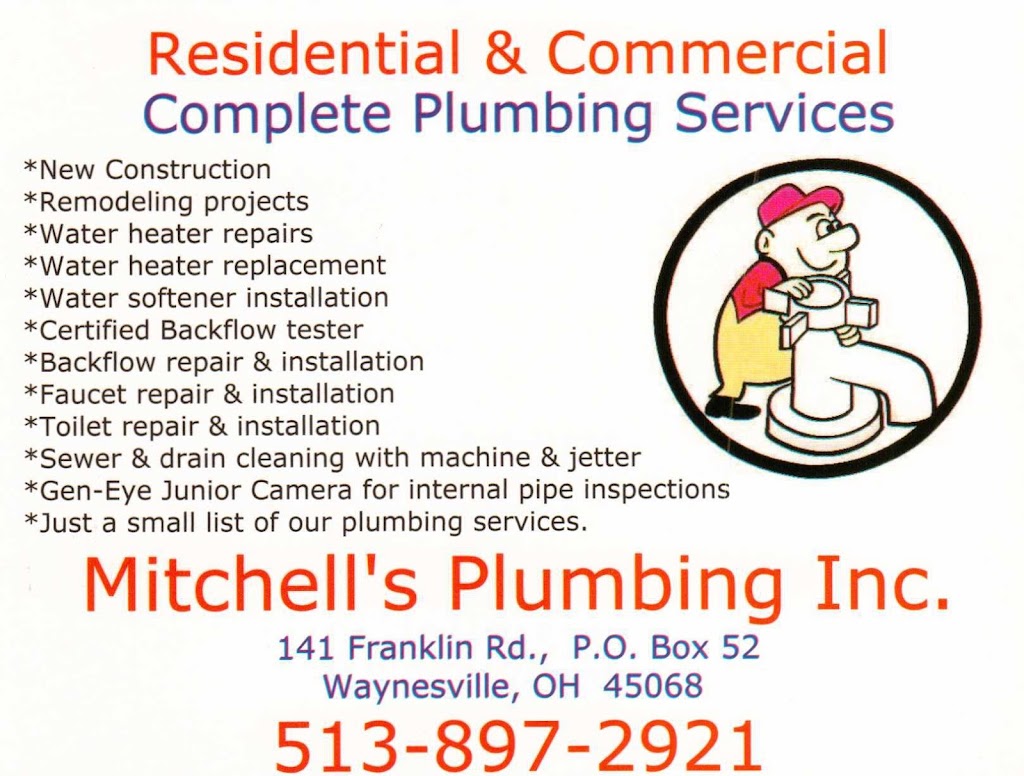 Mitchells Plumbing Inc | 141 Franklin Rd, Waynesville, OH 45068, USA | Phone: (513) 897-2921