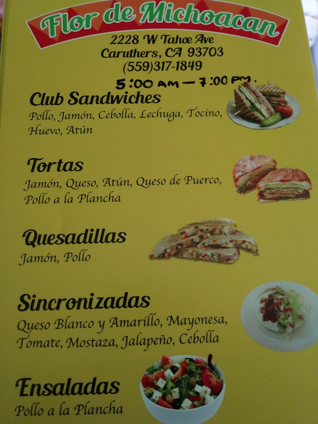 Мексикански ресторант "Цветето на Мичоакан" | 2220 W Tahoe Ave, Caruthers, CA 93609, USA | Phone: (559) 317-1849