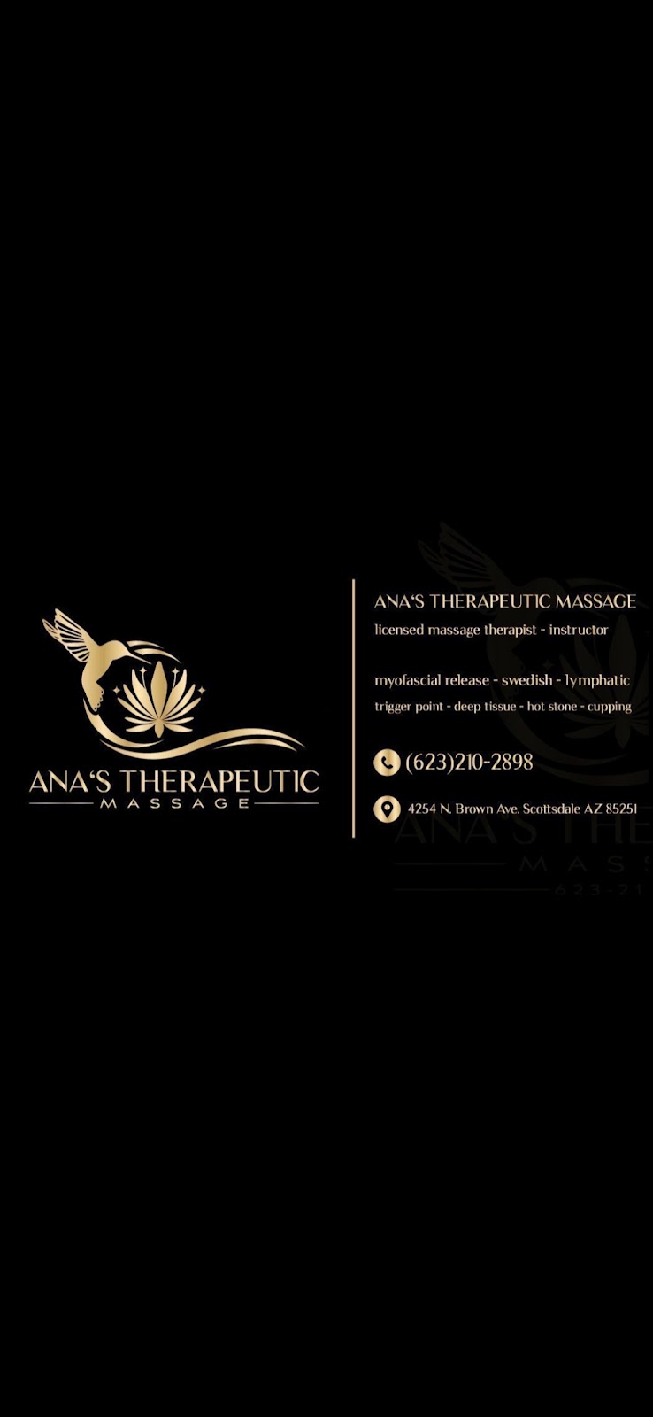 ANAS THERAPEUTIC MASSAGE | 4254 N Brown Ave, Scottsdale, AZ 85251, USA | Phone: (623) 210-2898