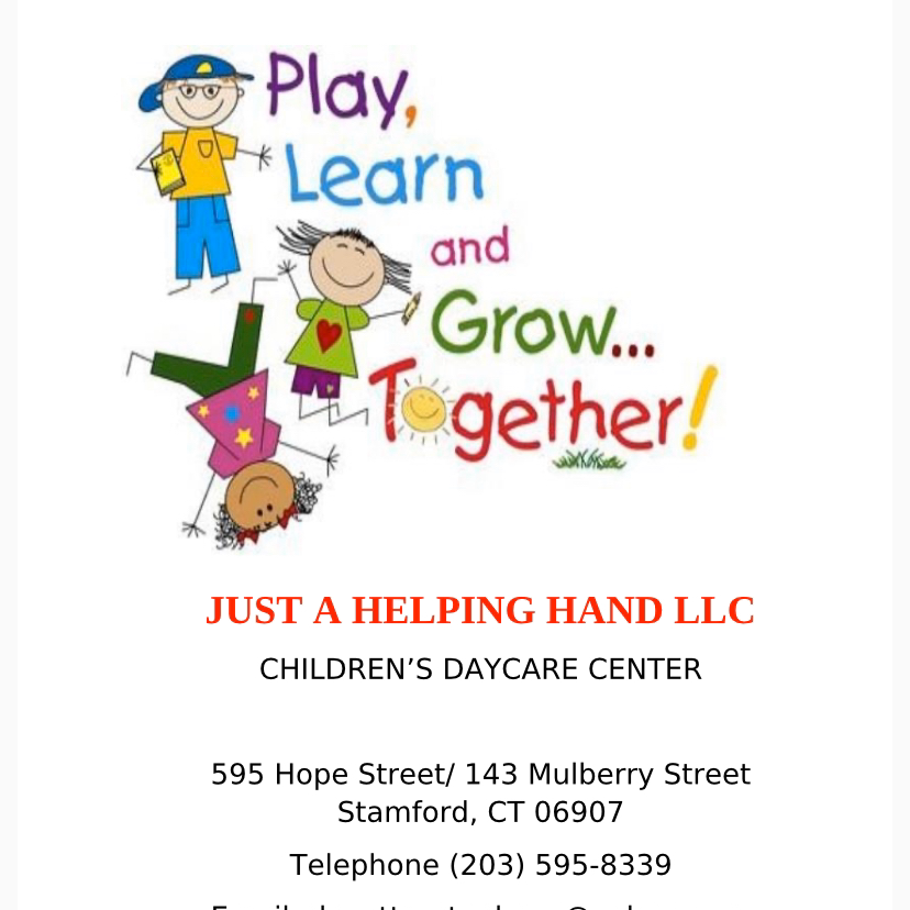 Just a Helping Hand | 143 Mulberry St, Stamford, CT 06907, USA | Phone: (203) 595-8339