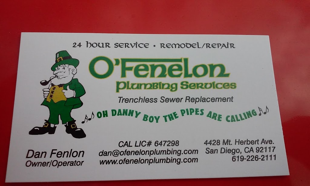 OFenelon Plumbing | 4428 Mt Herbert Ave, San Diego, CA 92117, USA | Phone: (619) 226-2111