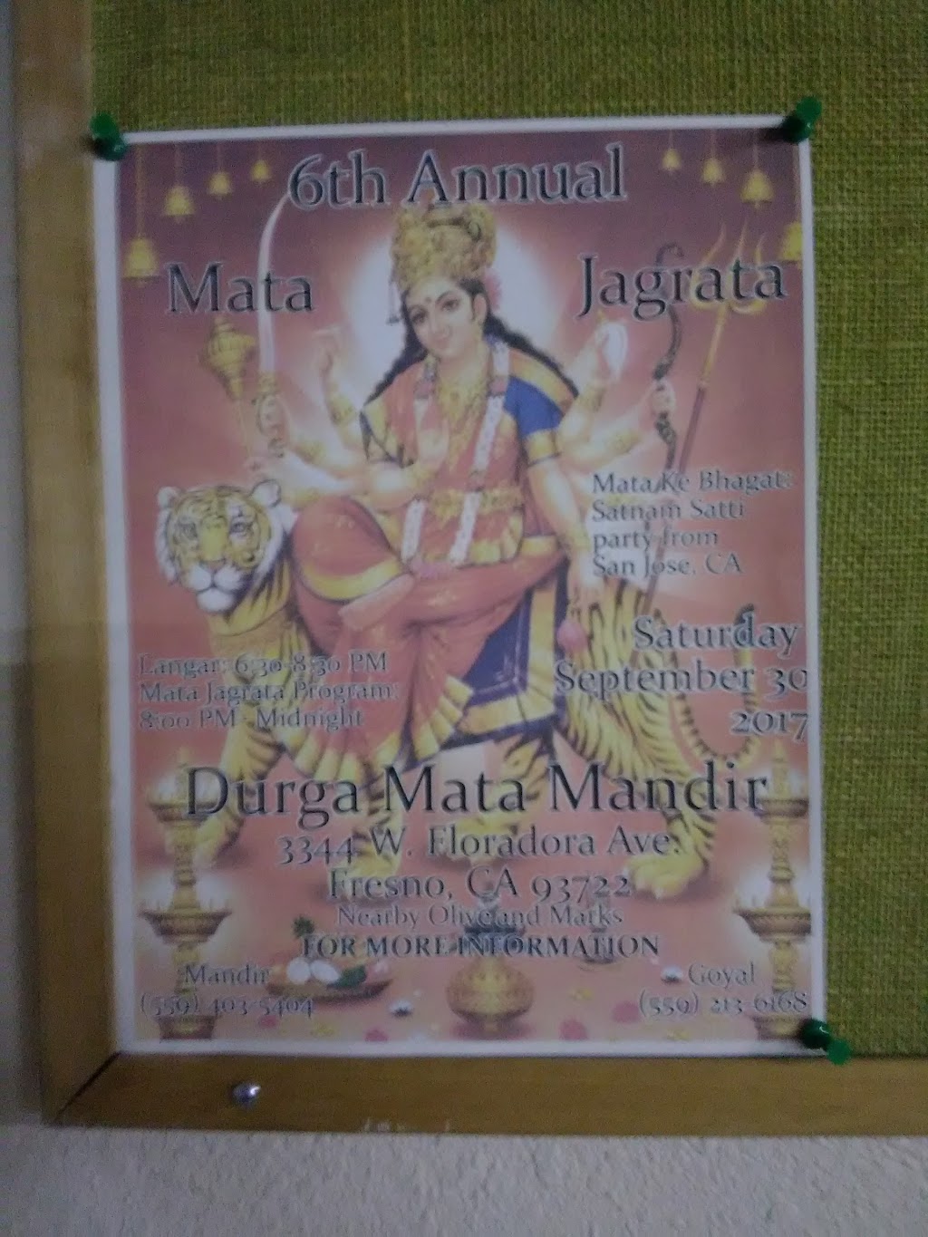 Durga Mata Mandir | 3344 W Floradora Ave, Fresno, CA 93722, USA | Phone: (559) 213-6168