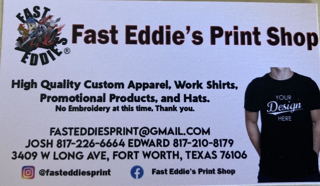 Fast Eddies Print Shop | 3409 W Long Ave, Fort Worth, TX 76106 | Phone: (817) 226-6664