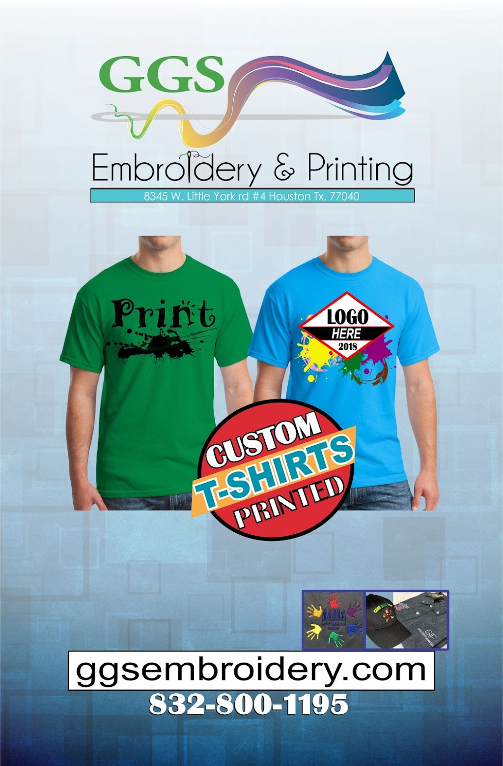 GGS Embroidery & Printing | 6989 W Little York Rd #o Suite o, Houston, TX 77040, USA | Phone: (832) 800-1195