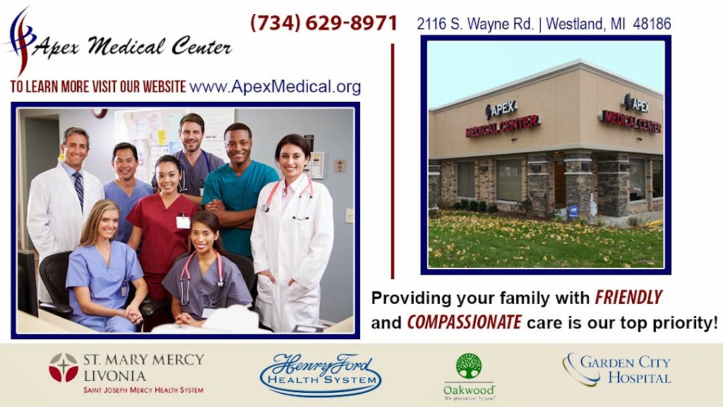 Apex Medical Center | 2116 S Wayne Rd, Westland, MI 48186, USA | Phone: (734) 629-8971