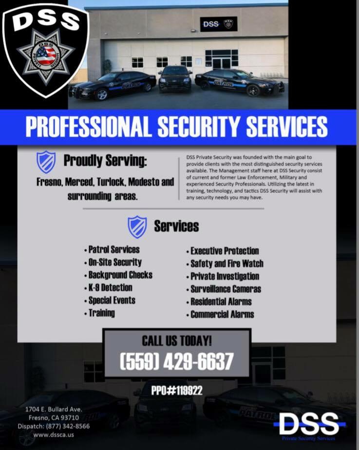 DSS Private Security | 1704 E Bullard Ave, Fresno, CA 93710, USA | Phone: (559) 429-6637