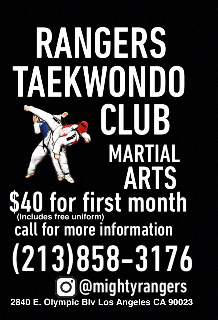 Rangers Taekwondo Club | 2840 E Olympic Blvd, Los Angeles, CA 90023, USA | Phone: (213) 858-3176