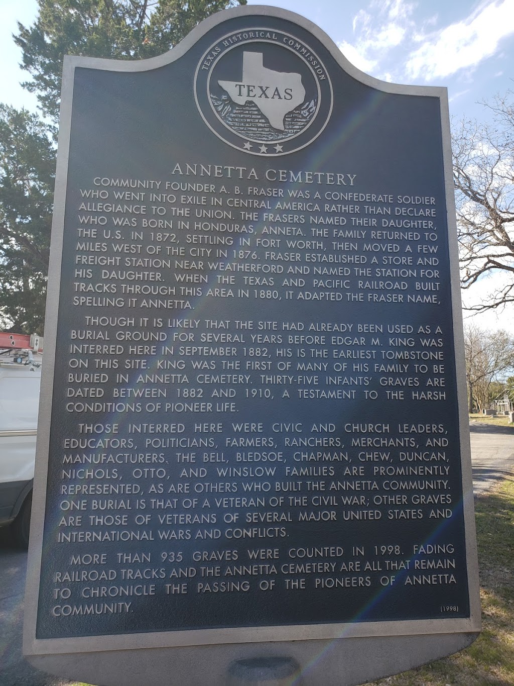 Annetta Cemetery | 2667 W Farm to Market 5, Annetta, TX 76008, USA | Phone: (817) 599-7950